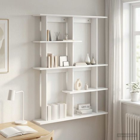 vidaXL Scaffale da parete Bianco 102 x 20 x 130 cm (1/5)
