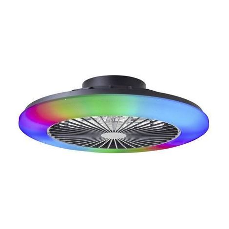 Brilliant Salerno plafón LED negro 49 cm con ventilador