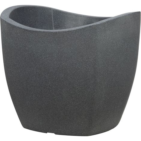 Scheurich Wave Globe Cubo 50, Pflanzgefäß/Blumentopf/Pflanzkübel, rund, Farbe: Schwarz-Granit, hergestellt mit recyceltem Kunststoff, 10 Jahre Garantie, für den Außenbereich (1/4)