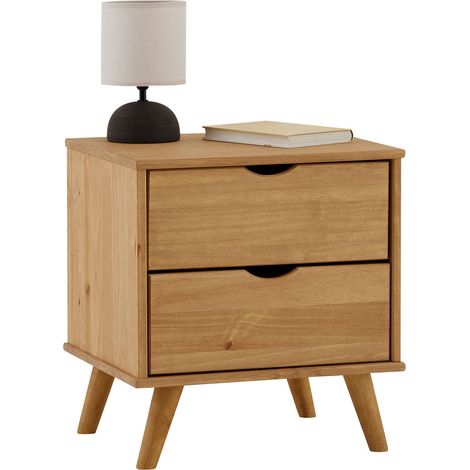 Idimex – Table de chevet en pin massif naturel – 2 tiroirs – Dimensions 50 x 46 x 40 cm – Design intemporel et élégant (1/4)