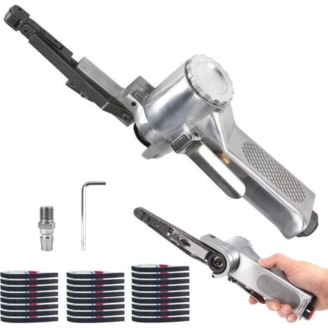 Ponceuse Pneumatique a Bande avec Poignée Pivotante à 360° pour Poncer, Mini Ponceuse Sans Fil Electrique, Lime électrique Outil, Affûter et Enlever la Rouille (1/5)