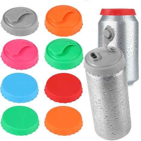 Tappi pe Lattine Bibite 8 Pezzi Copechi in Silicone pe Bevande Copechi pe Lattine Bia di Bevande iutilizzabili pe Sodio, Bevande, Bia (1/4)