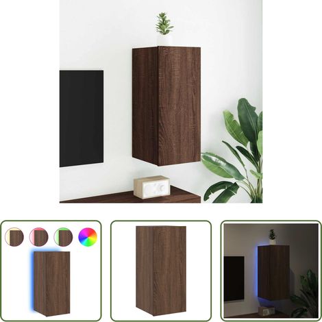 LED-Leuchten - TV-Wandschrank mit LED-Leuchten Braun Eichen-Optik 30,5x35x70cm (1/5)