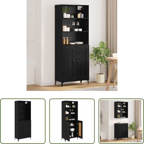 Hochbein - Highboard 2 pcs Schwarz Eichen-Optik Holzwerkstoff (1/5)