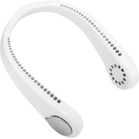 Klingenloser Nackenventilator, USB-aufladbar, 1800 mAh, tragbar und leise, 3 Geschwindigkeitsstufen, Mini-Ventilator, weiß (1/5)