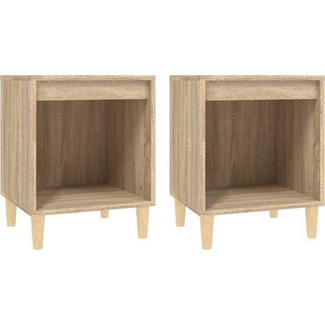 Juego de 2 mesitas de noche con compartimento abierto 40 x 35 x 50 cm madera contrachapada color roble DEC035245