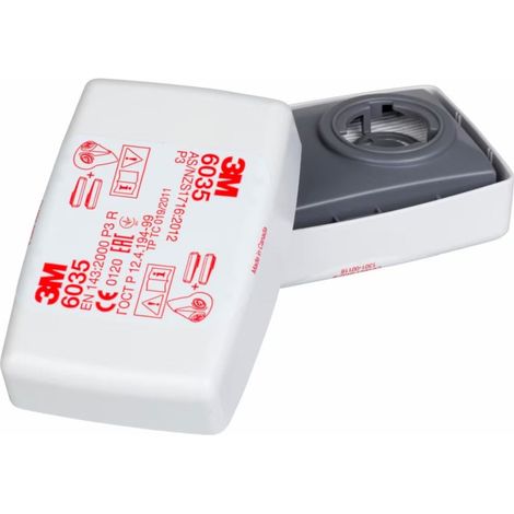 Filtro antiparticolato P3 R 6035 con custodia di protezione per maschere 3M serie 6000 e 6800 (confezione da 2) Bianco Unico
