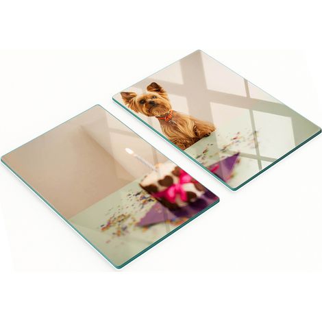 Küchenschneidebretter aus Glas mit Hunde- und Kuchenmotiv, 2 x 40 x 52 cm (1/5)