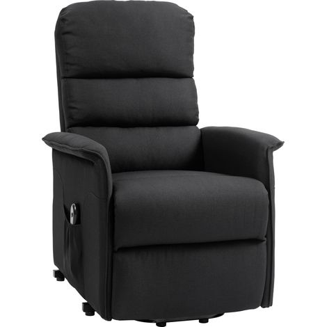 Fauteuil releveur électrique avec repose-pied dossier inclinable télécommande avec pochette noir (1/5)