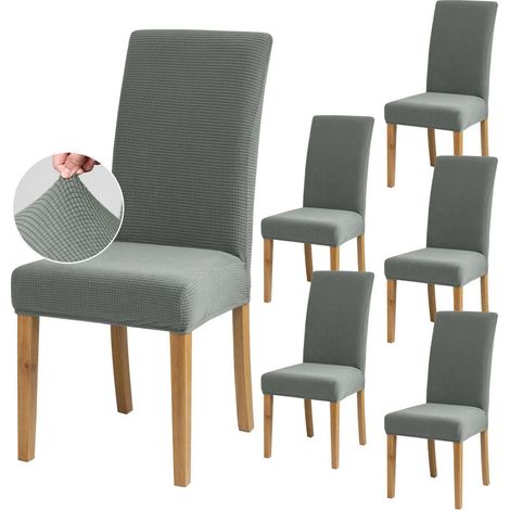 Dehnbarer Stuhlbezug 6er Set, Jacquard Hussen für Esszimmer, Küche, Party, cyanfarben (1/5)