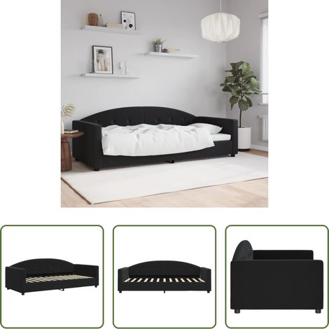 vidaXL Canapé jour - Lit de repos sans matelas noir 90x200 cm velours (1/5)