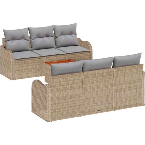 Maison Exclusive - Gartensofa-set 7 pcs Beige und Hellgrau Poly-R