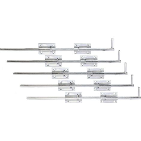 Lot de 5 loquets de serrure à boulon Avec boucle fixée Galvanisé Passivé à couche épaisse Plaque 90 x 60 mm Boulon 16 x 600 mm (1/2)
