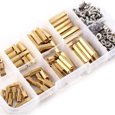 Set di dadi e viti in ottone – filettatura esagonale – scatola assortimento – set B