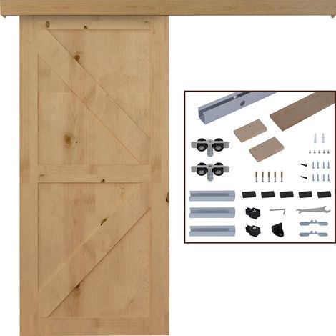 6.5FT/2000mm Modern Sliding Barn Door Closet Hardware Track Kit Aluminium Track System Unit Single Wooden Door (1/5)