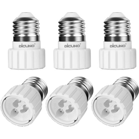 E27 vers GU10 Adaptateur de douille, Douille de lampe, Lot de 6 Convertisseurs de culot à grande vis E27 vers GU10, 200W, 250V, Résistance max à la chaleur 160 ℃ (1/5)