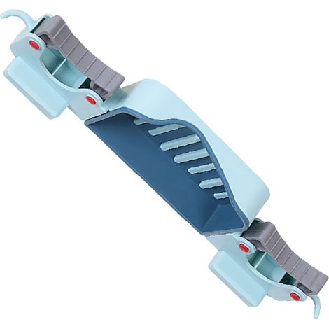 Porte-savon 3 en 1 pour balai et serpillière, fixation murale, crochet, égouttoir, porte-savon, porte-balai et porte-cartes pour cuisine et toilettes, bleu, taille unique (1/5)
