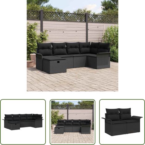 Poly Rattan -  Gartensofa-set mit Kissen mit Speicher 6 pcs Poly Rattan (1/5)