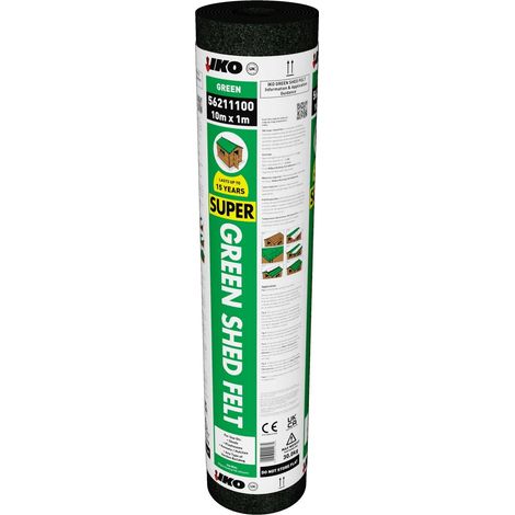Green IKO Super Shed Felt Mineral Roofing Felt 1m x 10m (10m2/Roll)