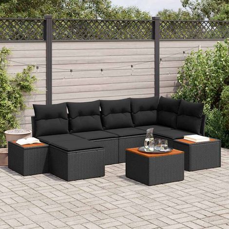 vidaXL Set Divano da Giardino 7 pcs Nero Rattan in Polipropilene (1/5)