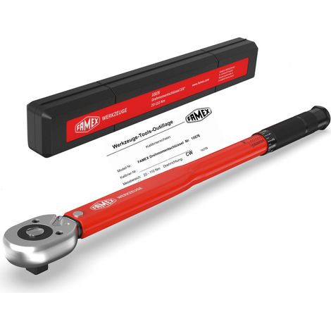 FAMEX clé dynamométrique 3/8 pouce, 20-110 Nm, Tolérance de ±3 % - deux directions - moto, voiture, vélo, testé, 10876 (1/3)
