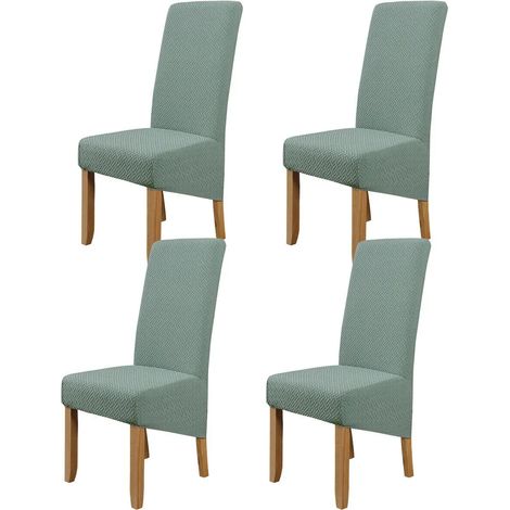 Housses de chaises extensibles en élasthanne (4 pièces) pour salles à manger, hôtels et banquets (vert) (1/5)