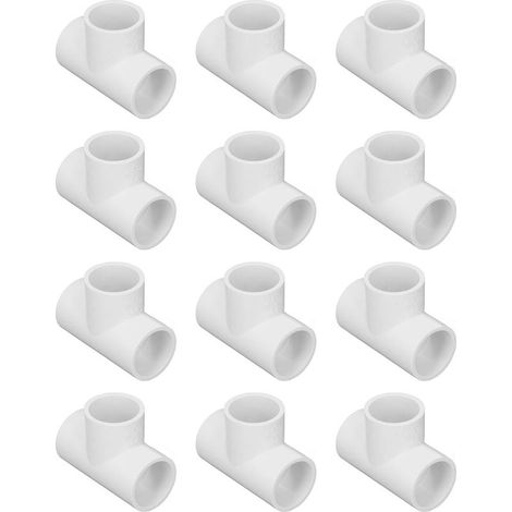 Akozon 12 Pièces Raccords de Tuyauterie en T en PVC, Adaptateurs de Joints en Plastique de Diamètre égal, Idéaux pour l'approvisionnement en Eau et les Nécessités (1/5)