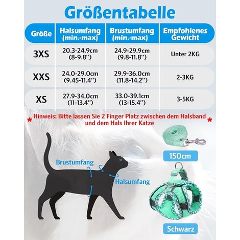 Cat Harness, Small Dog Leash Anti Escape, Adjustable Kitten Harness, Reflective Breathable Vest Harness for Cats Puppy, Puppy, Green XXS (1/4)
