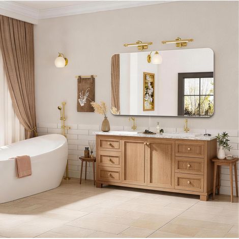 Specchio da bagno 100 x 60 cm in vetro, senza cornice, orizzontale/verticale HAVRYA (1/5)