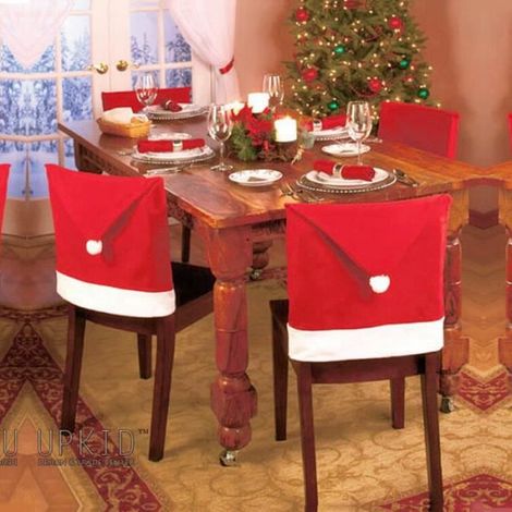 4 pcs chapeau chaise Noël housse chaise décorations Noël Housse de Chaise Décoration Meuble cadeau Noël (1/4)