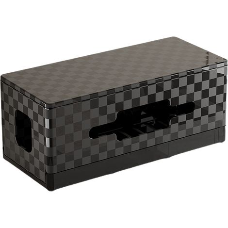 Boîte de Rangement pour Câbles Pliable en Abs Noir Design Épuré, pour Bureau et Maison, Cache Multiprise et Fils, Finition Effet Fibre de Carbone (1/5)