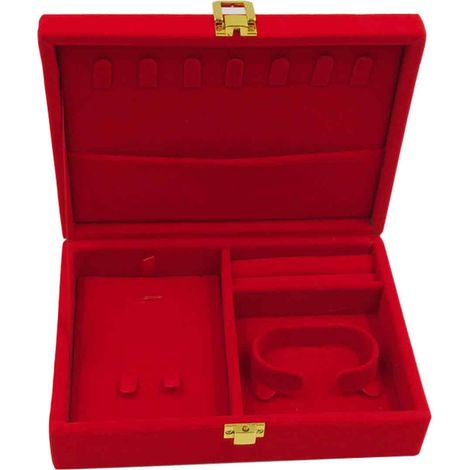 Coffret à bijoux indépendant en velours rouge, étui de voyage, coffret cadeau résistant aux rayures, idéal pour un mariage (réf. 04) (1/5)