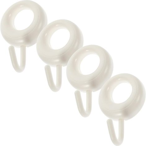 Lot de 4 crochets muraux autocollants en ABS blanc (1/5)