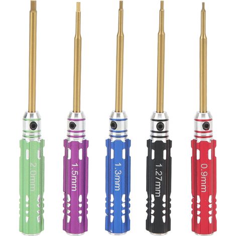 RC-Sechskantschraubendreher-Set (0,9 mm, 1,27 mm, 1,3 mm, 1,5 mm, 2,0 mm) aus Stahl mit rutschfestem Griff für RC-Modellbau (1/5)