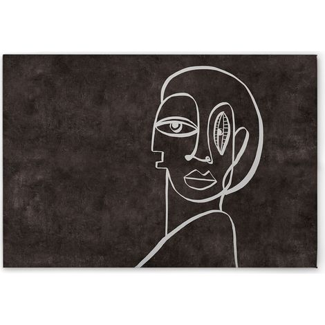 Leinwandbild Minimalistisch Oneliner M1-No.51321 - Kunstdruck auf Leinwand in Schwarz Weiß - Wandbild 45 x 30 cm