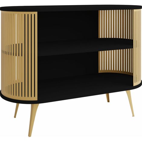 Estantería Vitum II, Dorado + Negro, Abierto, Metal, Aglomerado laminado, Número de puertas: 0, Número de cajones: 0, 90x120x40cm