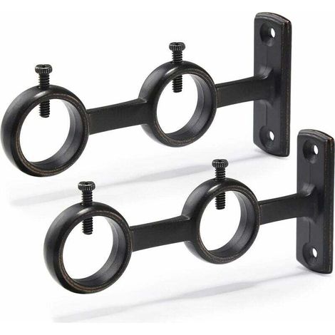 Lntyq Lot de 2 Supports de Tringle à Rideaux Double Crochets pour Tringle à Rideaux de Salon, Chambre à Coucher, Tringle à Rideaux