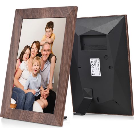 Marco de fotos digital Wifi de 10,1 pulgadas, pantalla táctil IPS, 16 GB de almacenamiento, rotación automática, uso compartido de fotos a través de una aplicación, soporte integrado. (1/5)