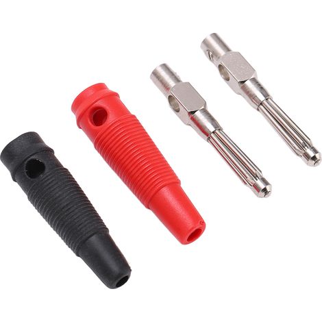 Lot de 10 connecteurs banane empilables 4 mm 7 broches, 32 A 1000 V, noir et rouge, avec manchon souple, à visser, pour haut-parleurs (1/5)