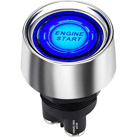 20mm DC12V 50A bouton de démarrage de voiture interrupteur de démarrage du moteur Interrupteur d'allumage LED bleue OFF- (on) 3P SPST (1/5)