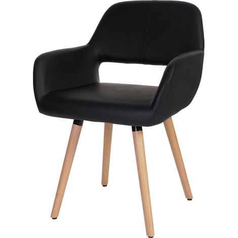 [NEUWERTIG] Esszimmerstuhl HHG-428 II, Stuhl Küchenstuhl, Retro 50er Jahre Design Kunstleder, schwarz