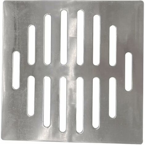Abflussabdeckung aus Edelstahl, quadratisch, 15 cm, 14 Löcher, silberfarben (1/4)