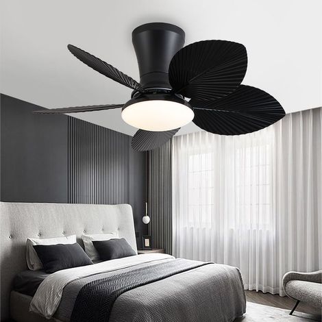 Tropischer Deckenventilator (76 cm) mit LED-Beleuchtung, Fernbedienung, leisem, reversiblem Gleichstrommotor, 5 Flügeln, 6 Geschwindigkeitsstufen, Timer, geeignet für Terrasse, Wohnzimmer und Schlafzi (1/5)