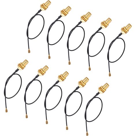 10 pièces câble adaptateur IPEX vers SMA mâle, âme en laiton, haute stabilité, ligne d'alimentation d'antenne pour récepteur et scanner (1/5)