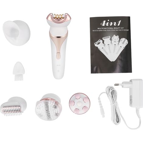 Épilateur Électrique Sans Fil 4 en 1 pour Femmes - Rasage, Épilation, Nettoyage, Massage Étanche (1/5)