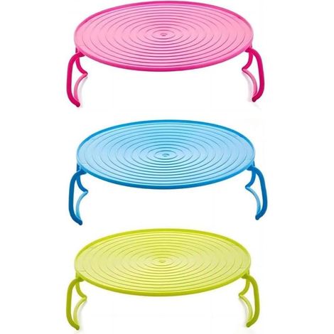 Lot de 3 Plateaux Micro-ondes, Grille Plastique Pliable, Couvercle Vapeur, Chauffage Double Couche, Cuisine