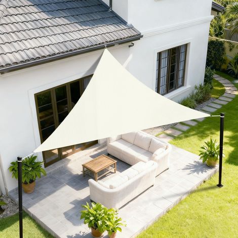 2x2x2m Sonnensegel Dreieckig,420D Oxfordgewebe Wasserdicht Sonnenschutz Sunsegel UV-Schutz,für Außenbereich,Garten,Terrasse Balkon -Cream
