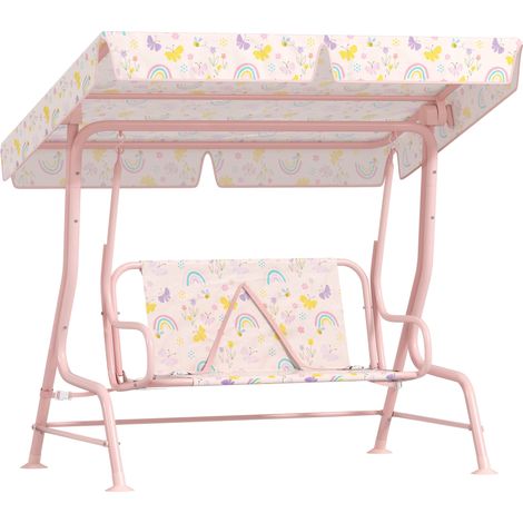 Kinderschaukelstuhl, Stahlrahmen, 2-Sitzer, Rosa