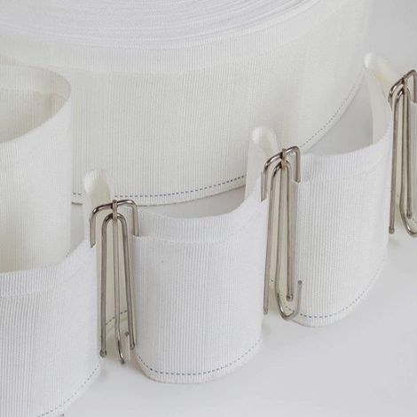 6 Meter Stoffband + 10 Stoffgabeln (Originalfarbe), verdicktes Gardinenhakenband, Gardinenstoff-Endband, Polyester/Baumwoll-Gurtband. (1/5)