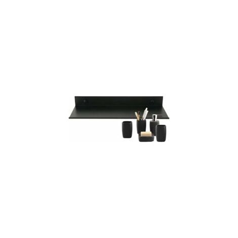 Étagère Murale Flottante Salle de Bain Étagère Rectangulaire en Aluminium Mat Tablette Murale Robuste Ultra-Mince Support de Rangement Mural Élégant pour Cosmétiques Noir (40cm)